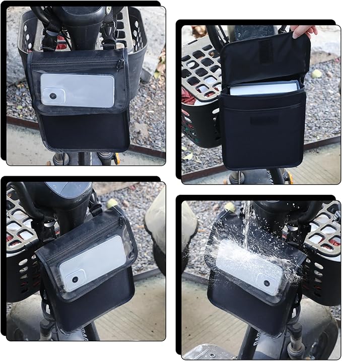 Electric Scooter Bag Waterproof Scooter Accessories Large Capacity Front Hanging Handlebar Organizer Phone Organizer Pouch for Bike Motorcycle Bicycle