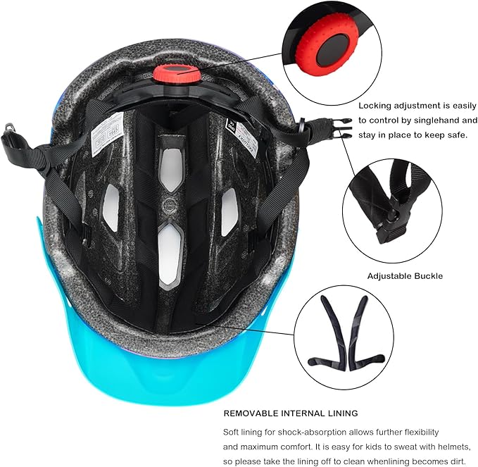 Kids Helmet, Exclusky Kids Bike Helmet Adjustable Safety Lightweight Children Bicycle Helmet for Kids Skating Cycling Scooter Boys and Girls Bicycle Helmets Ages 5-8-14