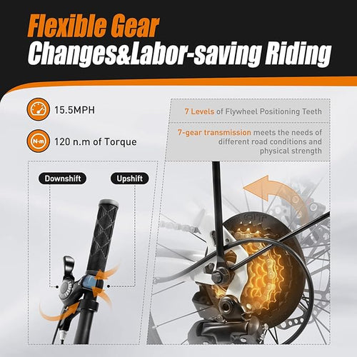 20" Foldable Bicycle, 7 Speed Non-Slip Folding Bike W/Dual Disc Brake & Adjustable Design, Folding Bikes for Adult City Commuter Bicycle