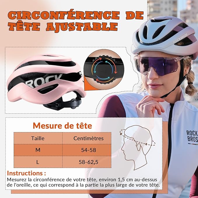 ROCKBROS Bike Helmet for Adults, Size 54-62 cm for Riders, Microshell, Adjustable Dial, Interior Padding, Air Vents, Mountain & Road Bike MTB Commuting