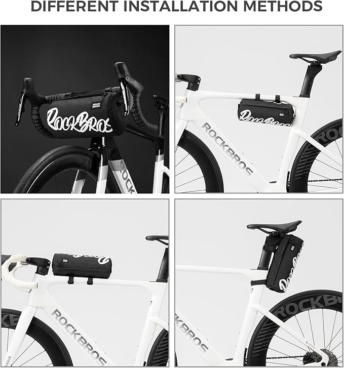 ROCKBROS Bike Handlebar Front Bag Bicycle Handy Frame Roll Bag with Shoulder Removable Strap Mountain Bike Storage Pouch Cycling Accessories