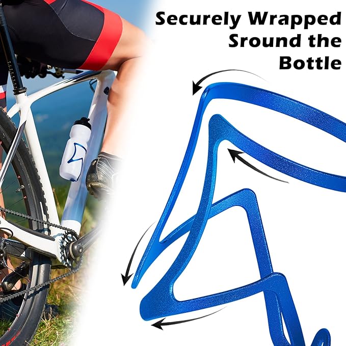 FIFTY-FIFTY Bike Water Bottle Holder, Aluminum Alloy Water Bottle Cage, Lightweight Bicycle Cup Holder Rack with Screws Tool, Universal Bicycle Drink Cage for MTB, Road Bike (Blue)