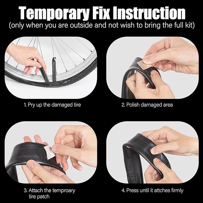Bike Inner Tire Patch Repair Kit - Bycicle Tube Puncture Patches Kits, 30PCS Vulcanizing Patches, Glueless Patchs for Motorcycle BMX Cycling MTB Road Mountain Bicycle A5
