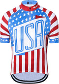 Cycling Jersey Short Sleeve USA Style Bike Tops with Pocket Reflective Stripe