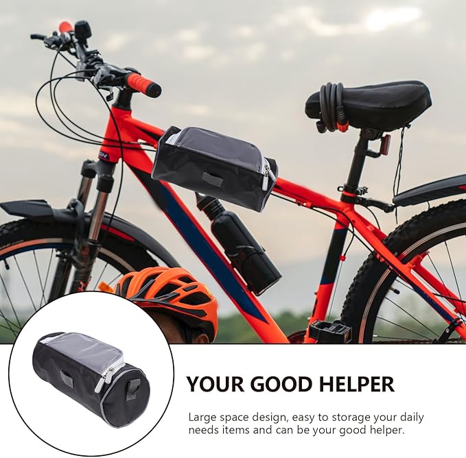 Waterproof Cycling Bike Handlebar Bag with Touchscreen Window, Versatile Outdoor Top Tube Storage Pouch, Front Frame Pack for Commuting and Riding Equipment