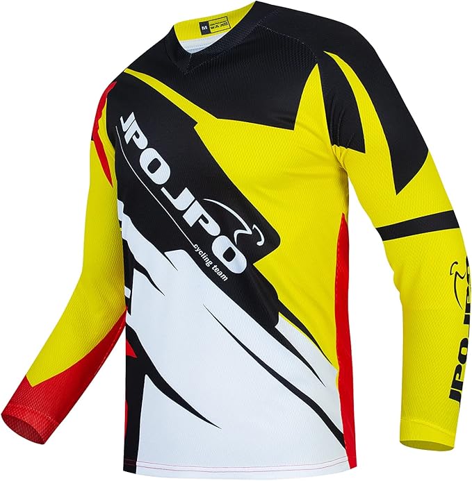 JPOJPO Men's Mountain Bike Jersey Long Sleeve MTB Off-Road Racing Downhill Motocross Shirts Quick Dry&Moisture-Wicking Tops