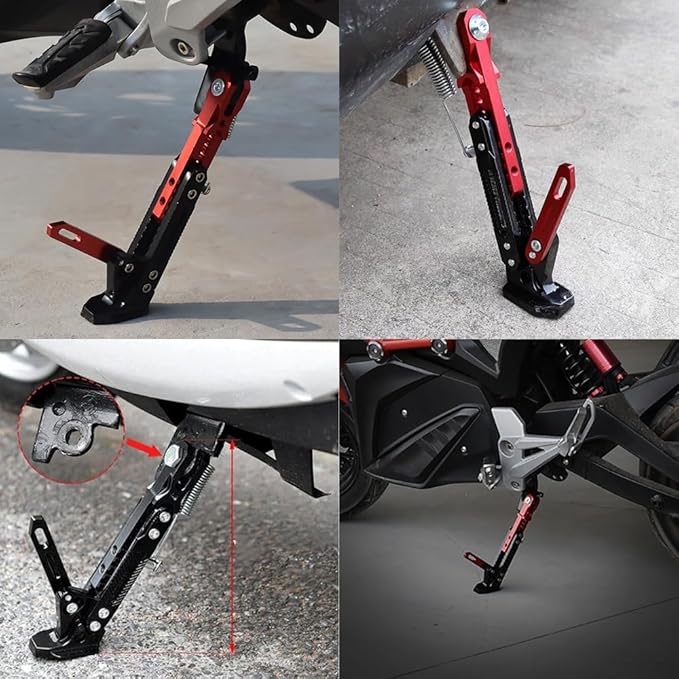 Universal Motorcycle Kickstand for BMW G310GS G310 GS G 310 GS, Adjustable Side Stand for Scooter Dirt Bike Motorbike Anti-Slip Foot Pad Heavy Duty Aluminum Alloy,A Black