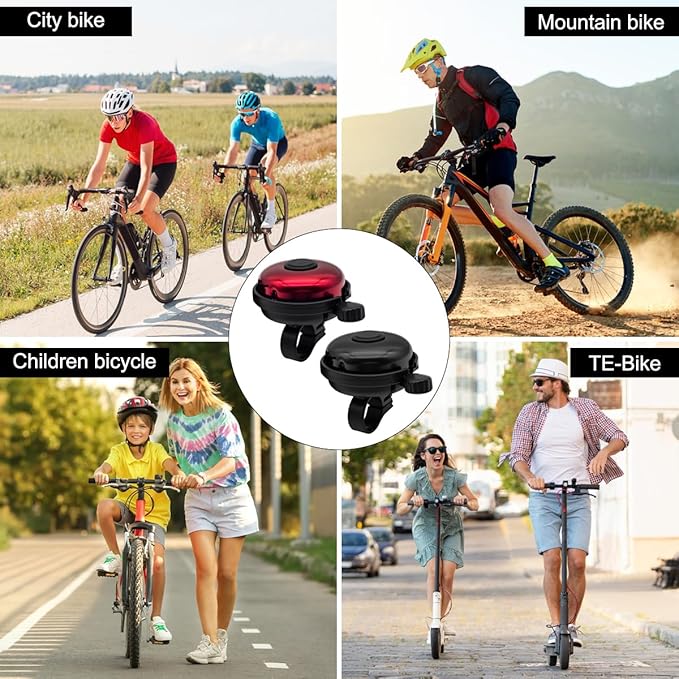 Classic Bike Bell for Adults, Aluminum Bicycle Bell, Loud Crisp Clear Sound Bicycle Horn Bike Accessories for Adult Bikes, Easy Installation, Use for Mountain Road and Commuter Safety
