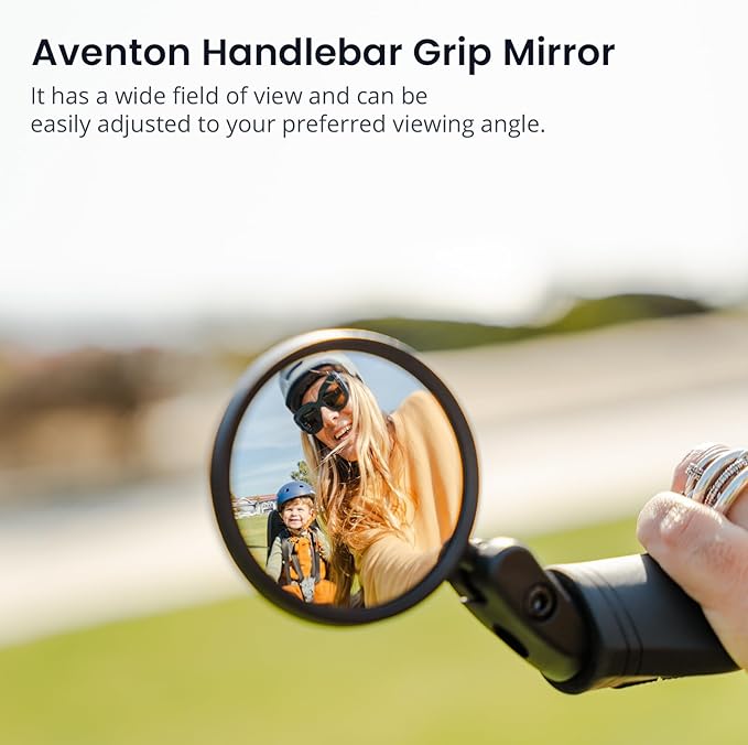Aventon Handlebar Grip Bike Mirror, rear view mirror with a wide field of view, Easy to install and adjust bike mirror handlebar mount, Safe riding bike accessories