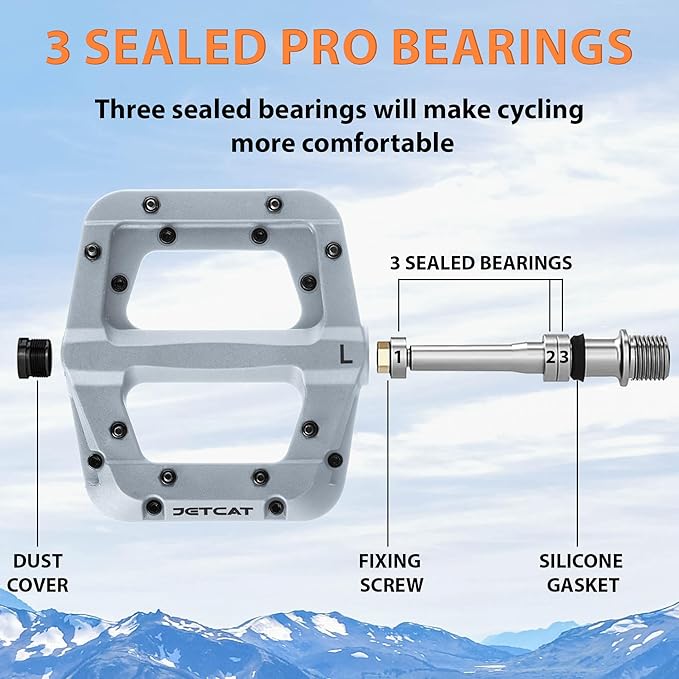 Mountain Bike Pedals Flat - MTB Pedals Flat, Bicycle Pedals for BMX/MTN/Road/Gravel/EBike, BMX Pedals, Platform Pedals, Adults & Kids Bike Replacement Upgrades Parts 9/16