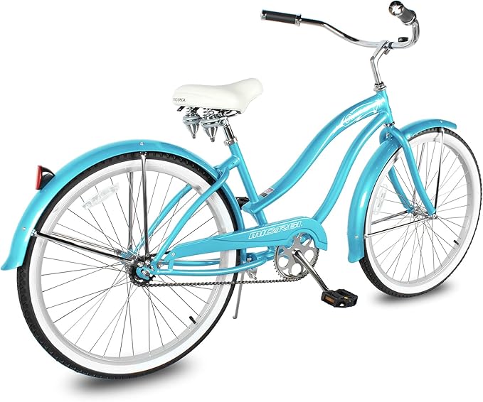 MICARGI 24/26 Inch Adult Cruiser Bicycle Hybrid Bike 1/7 Speeds Commuter Bike for Women, Men, Seniors,Step-Through or Step-Over Bike Steel Frame Multi Colors Style
