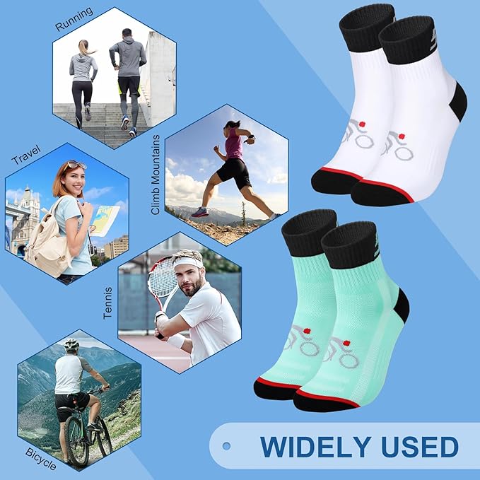 Bonuci 5 Pairs Mens Cycling Socks Sports Bike Socks Unisex Nylon Colorful Athletic Socks Breathable Cycling Gifts for Women