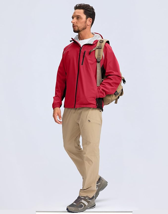 Bikewa Men's Cycling Rain Jackets Waterproof Running Bike Windbreaker Lightweight Packable Hooded Jacket
