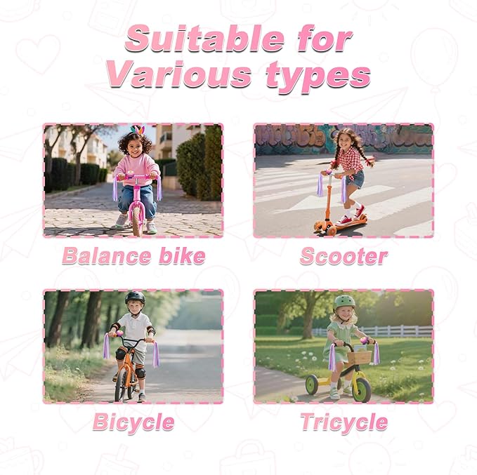 PLATT Bike Bell for Kids, Bike Horn for Boys and Girls Bike with 1 Pair Bike Streamer Tassels