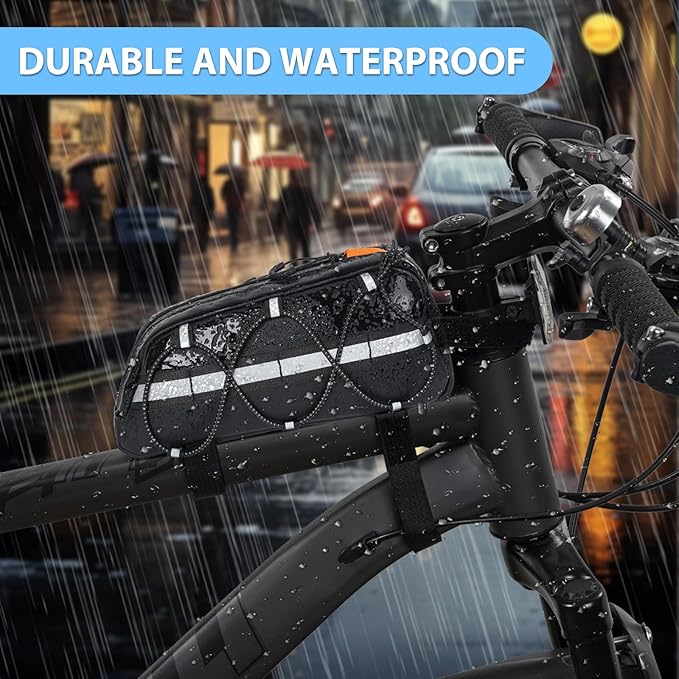 GMAK Top Tube Bike Bag, Bike/Bicycle Phone Front Frame Bags, Cycling Pouch, Bike Accessories Triangle Bag for Men Compatible with Phone Under 6.8'' (iPhone 16/15/14 Pro, Plus, Pro Max)