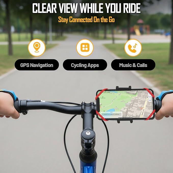 TruActive Premium Bike Phone Mount Holder for Kids and Teens | Universal Cell Phone Mount for 4"-7" Phones | Includes 6 Reusable Color Bands | Tool-Free Handlebar Mount Install for Boys & Girls Bikes