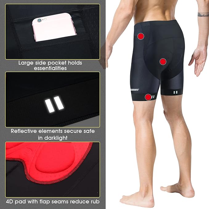 Souke Sports Padded Bike Shorts for Men Cycling Bicycle Shorts Comfortable Road Biking Pants