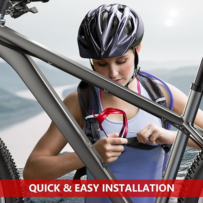 Bike Water Bottle Holder Bicycle Cage for Mountain Road MTB Gravel Adult Bikes Cycling Universal Carrier Rack 2 Pack Aluminum Alloy Ultralight Kettle Drink Accessories Red Black