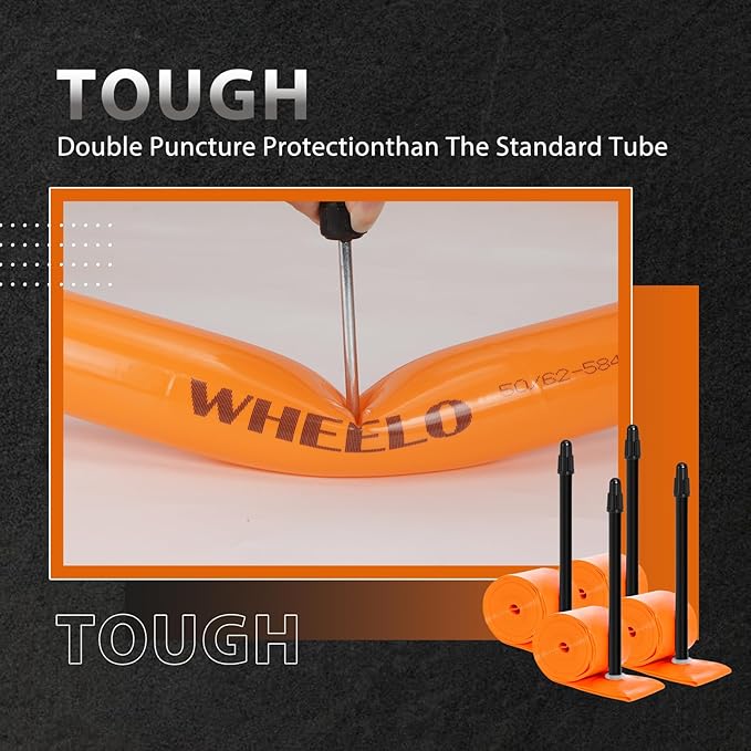 4-Pack WHEELO TPU 700C×18-32C Bike Inner Tube, Ultralight (ALLRoad & Gravel) Bike Tube with 45mm/65mm/85mm Presta Valves for Road Bike (Include Bike Tube Patch Repair Kit)