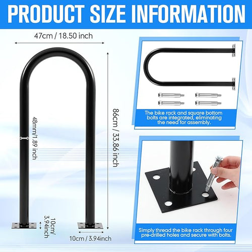 2 Pack 2-3 Bike Capacity U Bike Rack Commercial Bicycle Rack 33" L Heavy Duty Galvanized Steel Bicycle Organizer Ground Parking Stand for Outdoor Garages Streets Yards Parks Schools Sidewalk