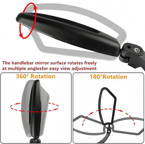 2 Pack Adjustable Handlebar Bike Mirror,Universal Fit Rearview Bicycle Mirrors,Scratch Resistant Glass Lens,360° Rotatable Safety E-bikes Rear View Mirrors,Compatible with Mountain Bikes,Road Bikes