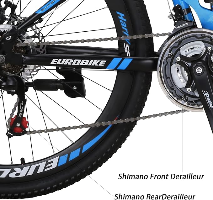 EUROBIKE Folding Bike,26 Inch Full Suspension Folding Mountain Bike,Dual Disc Brake 21 Speed Bicycle for Adults Men or Women Bikes
