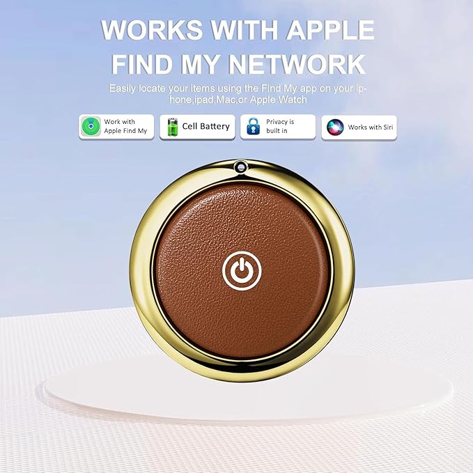 Air -Tags Bluetooth Tracker Item Finders Work for Apple Find My (iOS Only) Real-time Tracking GPS Tracker for Luggage Keys Dogs Cats Backpack Satchel (Black&Brown, 2Pack)