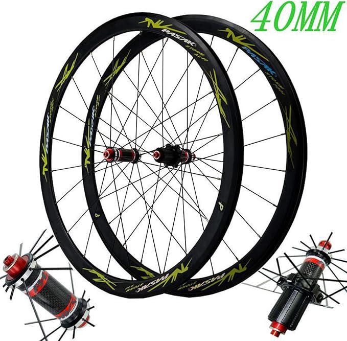 Carbon Fiber 700C Road Bikes Wheelset 40mm Aluminum Rim Front + Rear Wheel C/V Brake Quick Release 7 8 9 1011 Speed Matte