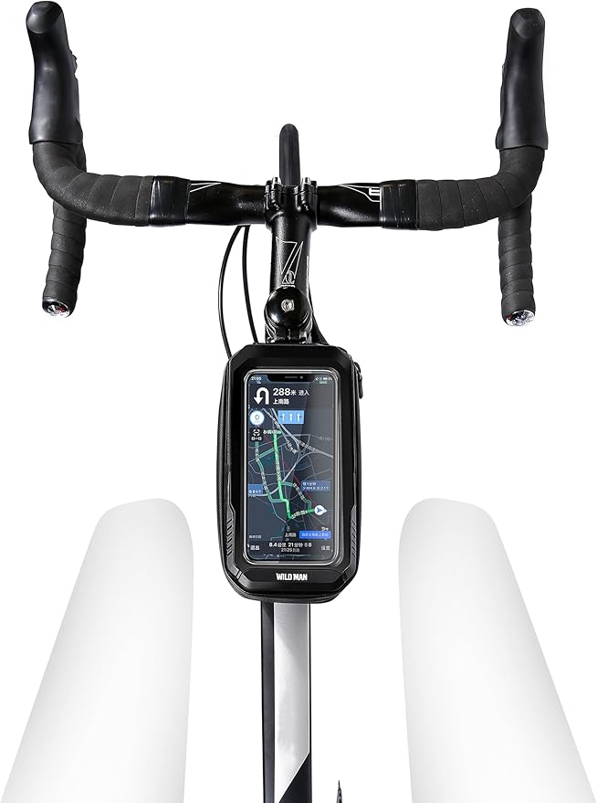 Bike Frame Bag, Bike Handlebar Bag, Waterproof Cycling Front Top Tube Pouch Pannier Bicycle Phone Mount Holder Cycle Crossbar Storage Bags for iPhone 16 15 14 13 12 11 Pro Max Smartphone Below 6.9''