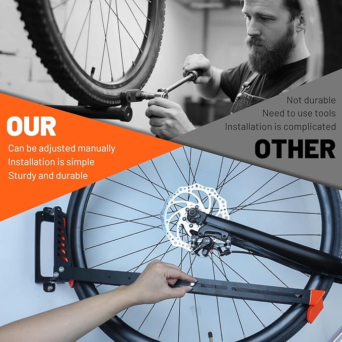 Swivel Bike Rack Wall Mount, 1 pcs Bike Hanger Wall Mount, Wall Space-Saving Vertical Bike Hanger, Sturdy Bike Storage Rack, Indoor Bicycle Hooks