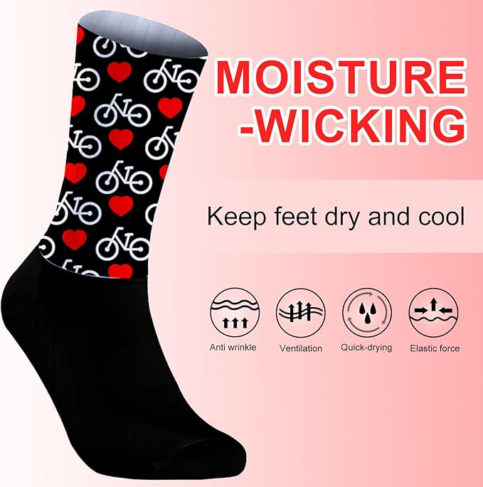 Cycling Socks Athletic Crew Socks Breathable Cushioned Compression Running Hiking Socks For Mens Womens