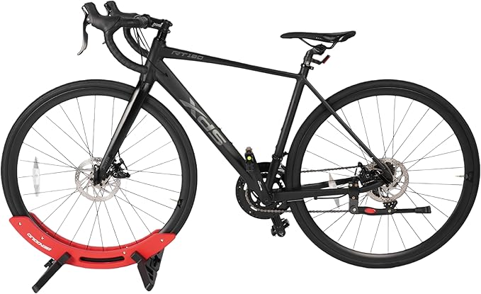 Bike Rack & Floor Stand – Heavy-Duty Adjustable Bicycle Stand for Garage/Home, 20-29" Road/MTB/BMX/Commuter/Kids Bike, 1-Bike Indoor Parking Rack, Red