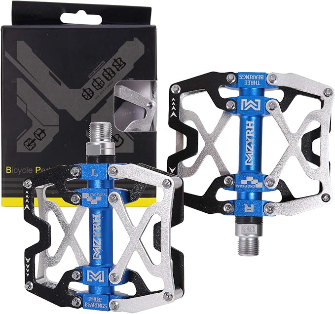 MZYRH Mountain Bike Pedals, Ultra Strong Colorful CNC Machined 9/16" Cycling Sealed 3 Bearing Pedals