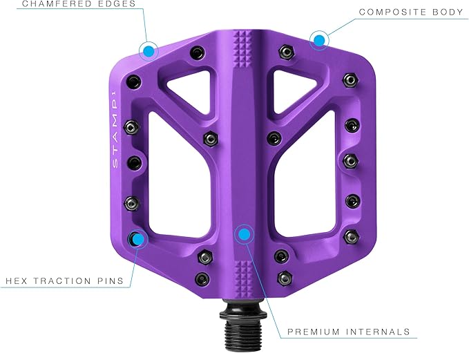 Crankbrothers Stamp Flat MTB Pedals - Size-Specific, Lightweight, Versatile, Durable Bike Pedals