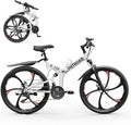 Outroad 26 Inch Folding Mountain Bike, 21 Speed Full Suspension High-Carbon Steel MTB Foldable Bicycle, Dual Disc Brake Non-Slip Folding Bikes for Adults/Men/Women, Black, Orange and Green
