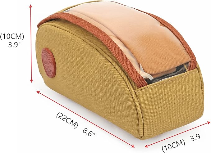 TOURBON Water-resistant Bike Bag Cell Phone Holder Bicycle Handlebar Pouch Cycling Top Tube Frame Case with Transparent Window - Khaki