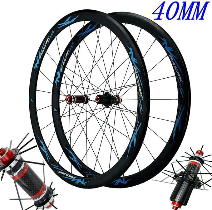 Carbon Fiber 700C Road Bikes Wheelset 40mm Aluminum Rim Front + Rear Wheel C/V Brake Quick Release 7 8 9 1011 Speed Matte