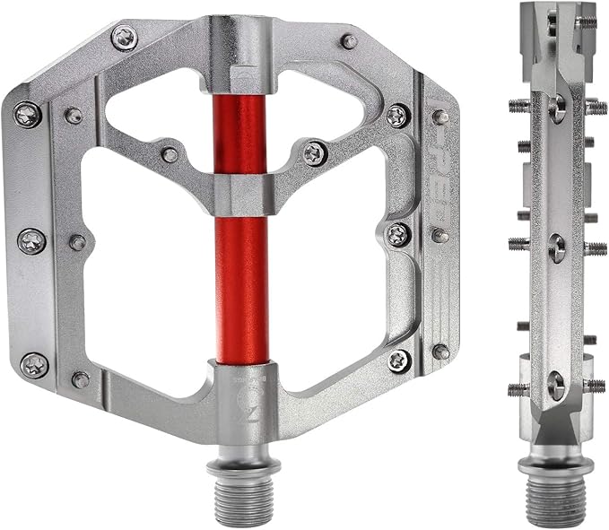 Aluminum Alloy 9/16" Bike Pedal MTB Wide Platform Flat Non-Slip Bicycle Pedals with 3 Bearings for Mountain Bikes, Road, BMX