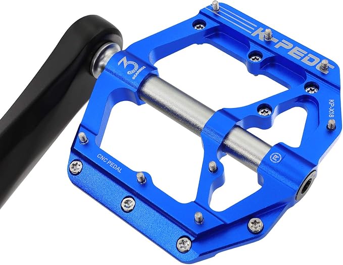 Aluminum Alloy 9/16" Bike Pedal MTB Wide Platform Flat Non-Slip Bicycle Pedals with 3 Bearings for Mountain Bikes, Road, BMX