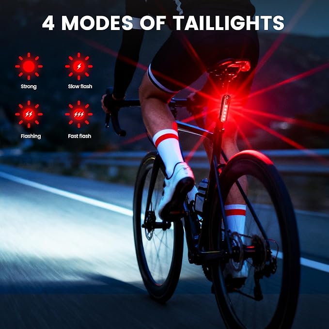VASTFIRE 17 LED Bike Lights, Super Bright Bicycle Light for Night Riding, USB Rechargeable Bike Headlight and Taillight, Waterproof Wide Beam Bike Front Light with Digital Power Display