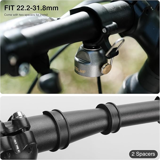 Mountain Bike Bells Dual-Mode Ringing Bell, Copper Alloy Sturdy Bicycle Bell, MTB Trail Bell with Dual Modes, Adults Bike Bell for 22.2-31.8mm Bicycle Handlebars