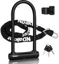 NDakter Bike Locks, 17mm Heavy Duty Anti Theft, Bike U Lock with 4FT Chain and Bracket, Electric Bicycle Lock for Scooter, 3 Keys Motorcycle Wheel Lock for Ebike, Moped, Tricycle