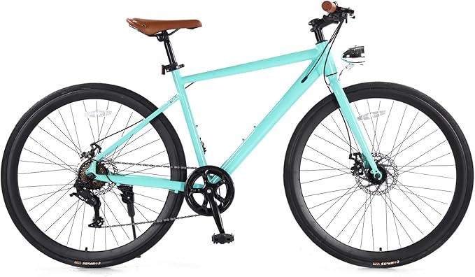GarveeLife Hybrid Bike, 28 in Mountain Bicycle for Adult, 700C Road Bike, Commuter Bike 7 Speeds with Front and Rear Brakes, Gravel Bike with Lights Lightweight Aluminum Alloy Frame