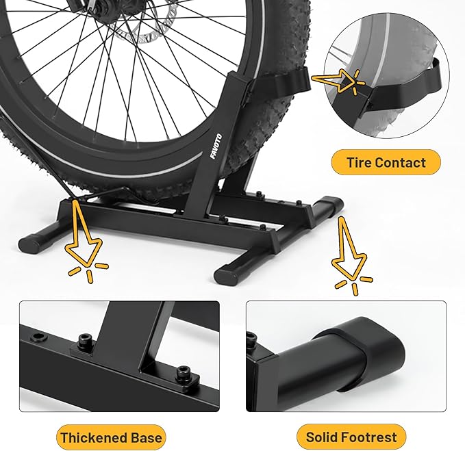 Favoto Bike Stand for E-Bikes, Road & Mountain Bicycles – Adjustable Indoor Floor Garage Storage Rack for 20"-29" Bikes and Fat Tires up to 4.0"