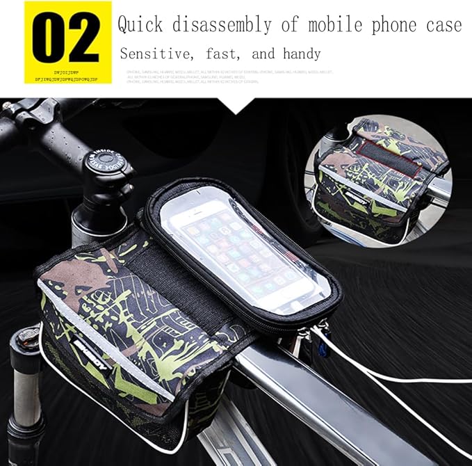 Bicycle bag, cycling touch screen mobile phone, mountain bike crossbeam, saddle front beam, upper pipe bag for men and women's clothing (red)