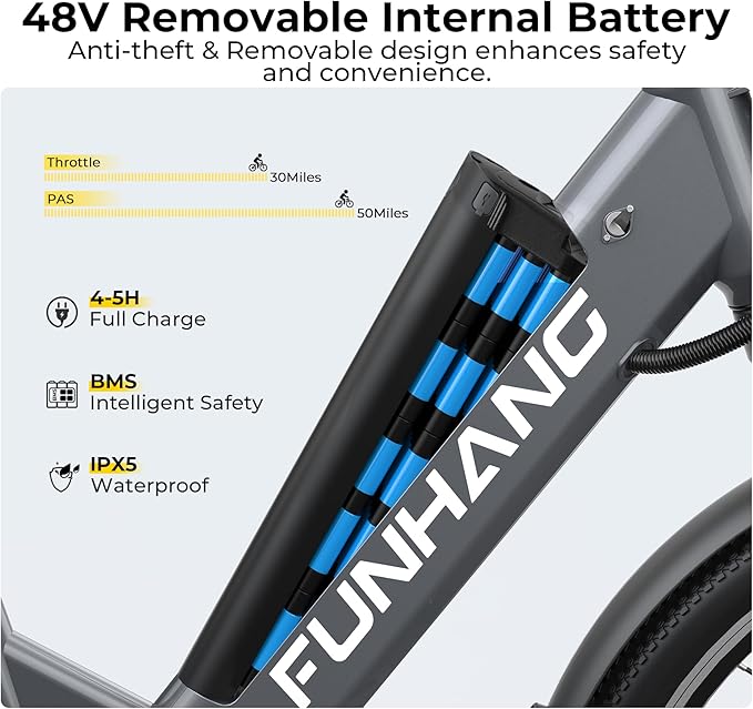 Electric Bike for Adults, 1000W Peak Ebike, 50Miles 21.7MPH Step Thru Electric Bicycle, 26" Commuter E Bikes with 48V Built-in Removable Battery, Adjustable Stem, 7-Speed, UL 2849 Certified