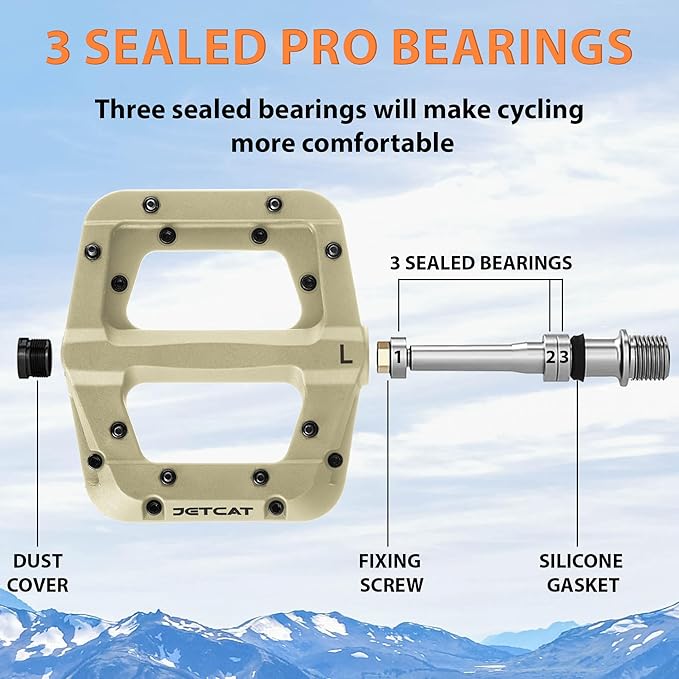 Mountain Bike Pedals Flat - MTB Pedals Flat, Bicycle Pedals for BMX/MTN/Road/Gravel/EBike, BMX Pedals, Platform Pedals, Adults & Kids Bike Replacement Upgrades Parts 9/16