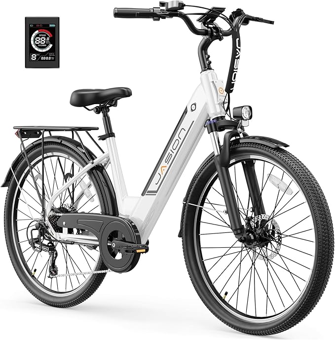 Jasion Roamer/ST/YC1 Electric Bike for Adults, 26" Commuter Ebike 1200W 528WH Removable Battery, 28MPH 62miles, Electric Bicycles for Women/Man, UL2849 Certified