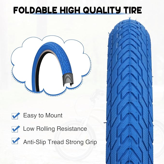 ZUKKA 20 x 2.35 Bike Tire 1/2 Pack 20 inch x 2.35 BMX Bike Tire Folding Replacement Tire for MTB Mountain Bike, BMX Bicycle Commuter Bike