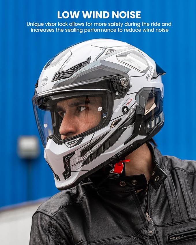 ILM Motorcycle Helmets for Adult Men Women Full Face DOT ECE Powersports Dual Visor Street Racing Helmet with Pinlock Cascos para Motos Model MF509 (Cyborg Gray, 2XL)